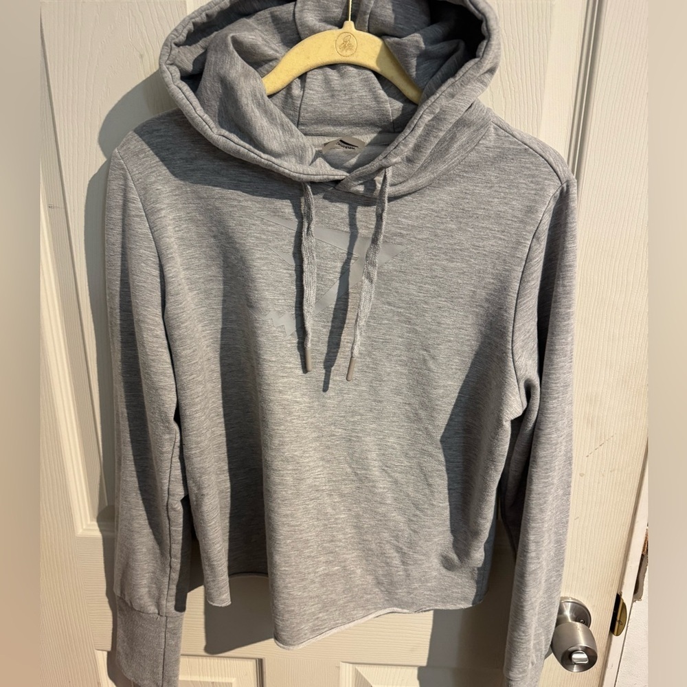 Gymshark Crop Cross Back Hoodie in Grey Medium